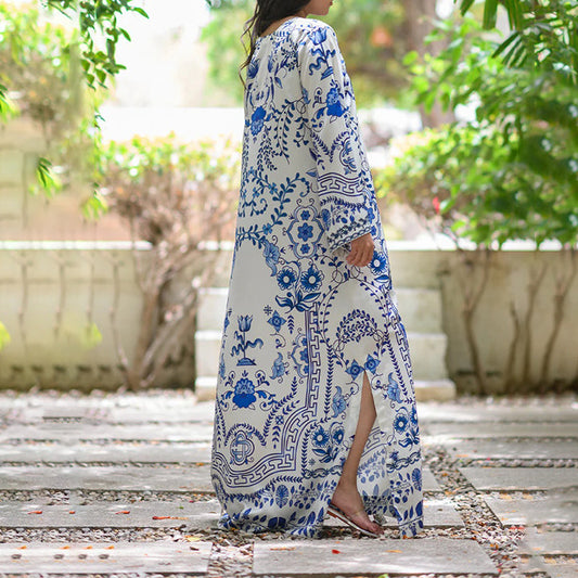 Porcelain Print Long Dress for women