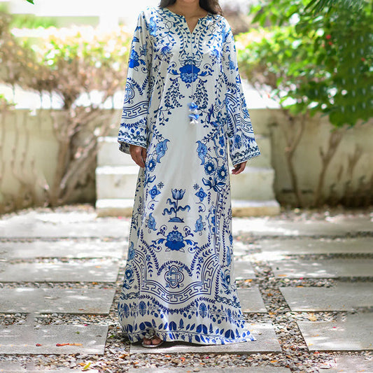 Porcelain Print Long Dress for women