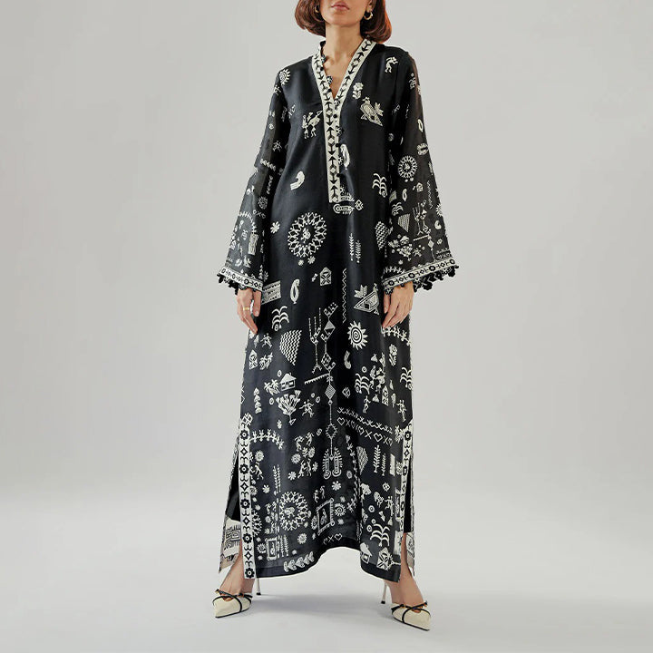 Monochrome Tribal Long Dress for women