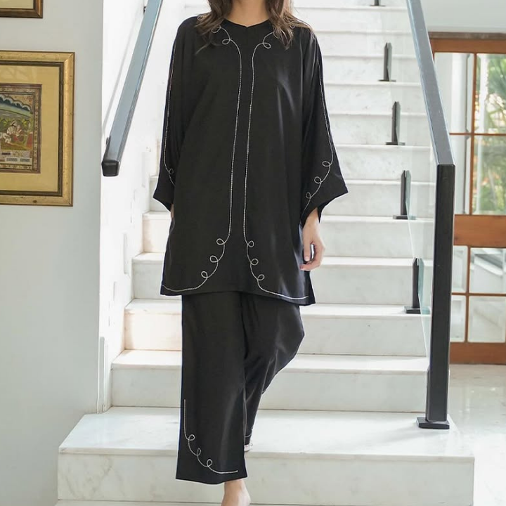 Embroidered Kimono Coord Set for Women