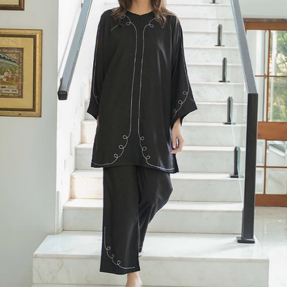 Embroidered Kimono Coord Set for Women