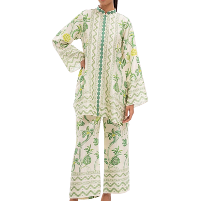 Floral Ikat Print Relaxed Fit Women Designer Co-ord Set