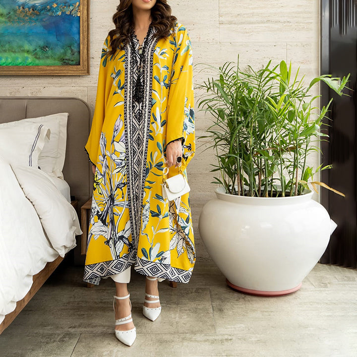 Luminous Botanical Kaftan Dress for women