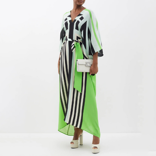 Green Enigma Belt Style Full Kaftan