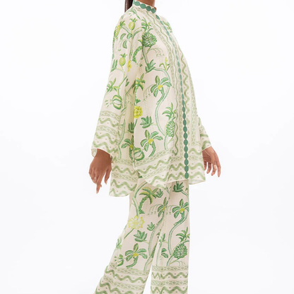 Floral Ikat Print Relaxed Fit Women Designer Co-ord Set