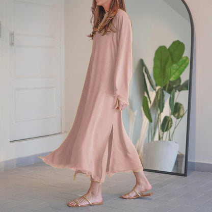 Fringed Solid Coord Set for women