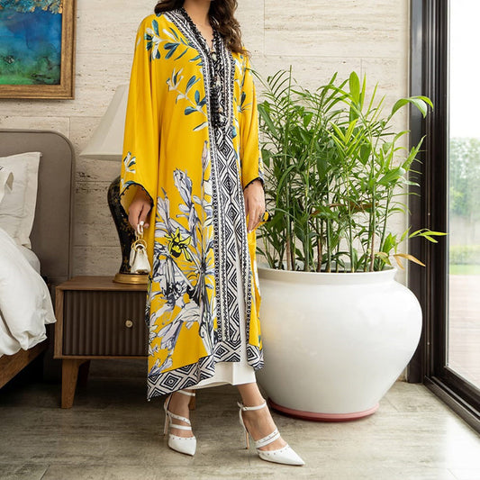 Luminous Botanical Kaftan Dress for women