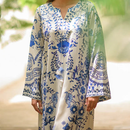 Porcelain Print Long Dress for women