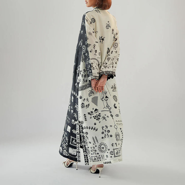 Monochrome Tribal Long Dress for women