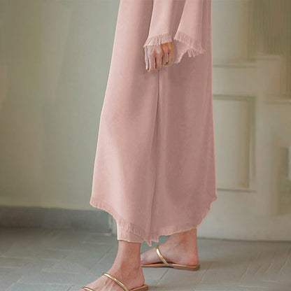 Fringed Solid Coord Set for women
