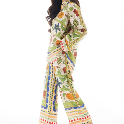 Fruit and Foliage Printed Co Ord Set For Women Modest Wear