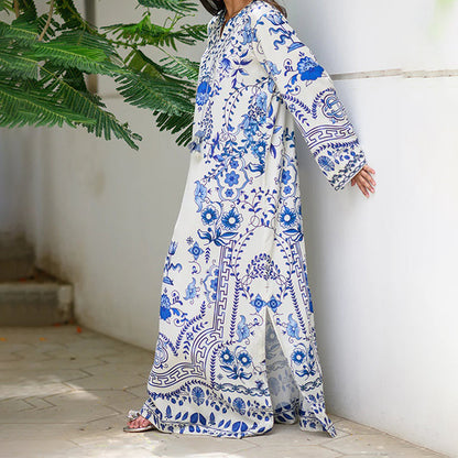 Porcelain Print Long Dress for women
