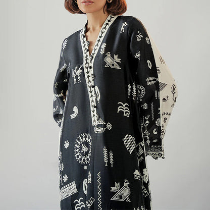 Monochrome Tribal Long Dress for women