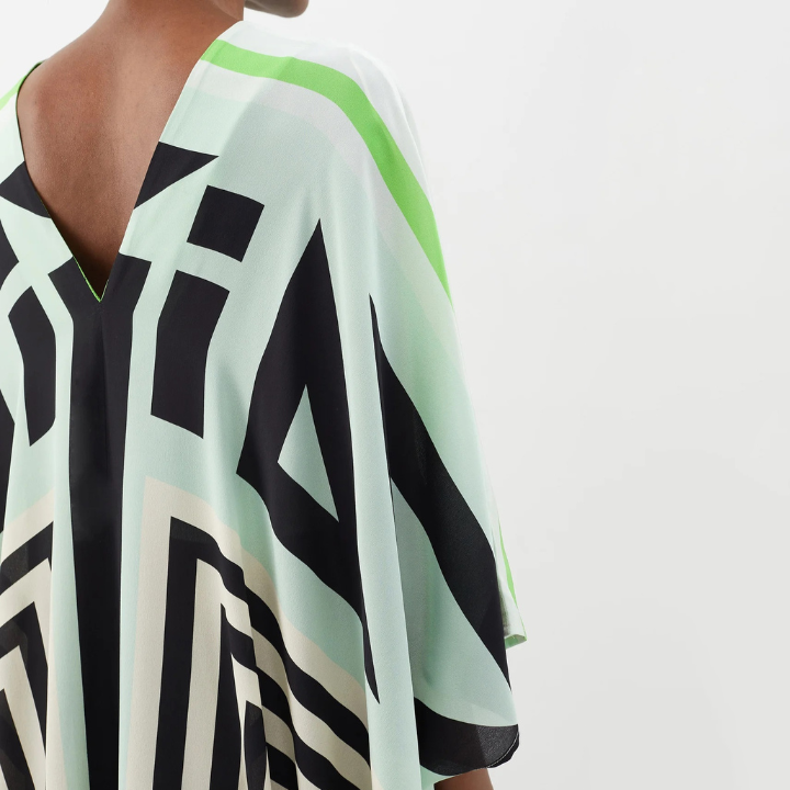 Green Enigma Belt Style Full Kaftan