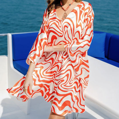 Candy Bloom V-Neck Women's Kaftan