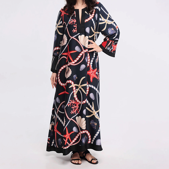 Coastal Elegance Kaftan Dress for Women J6006