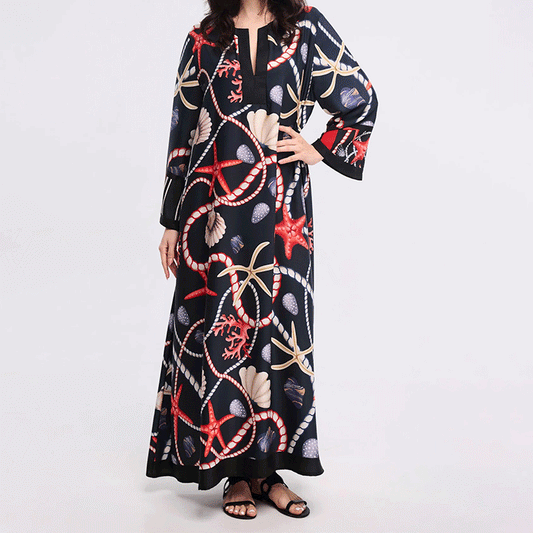 Coastal Elegance Kaftan Dress for Women J6006